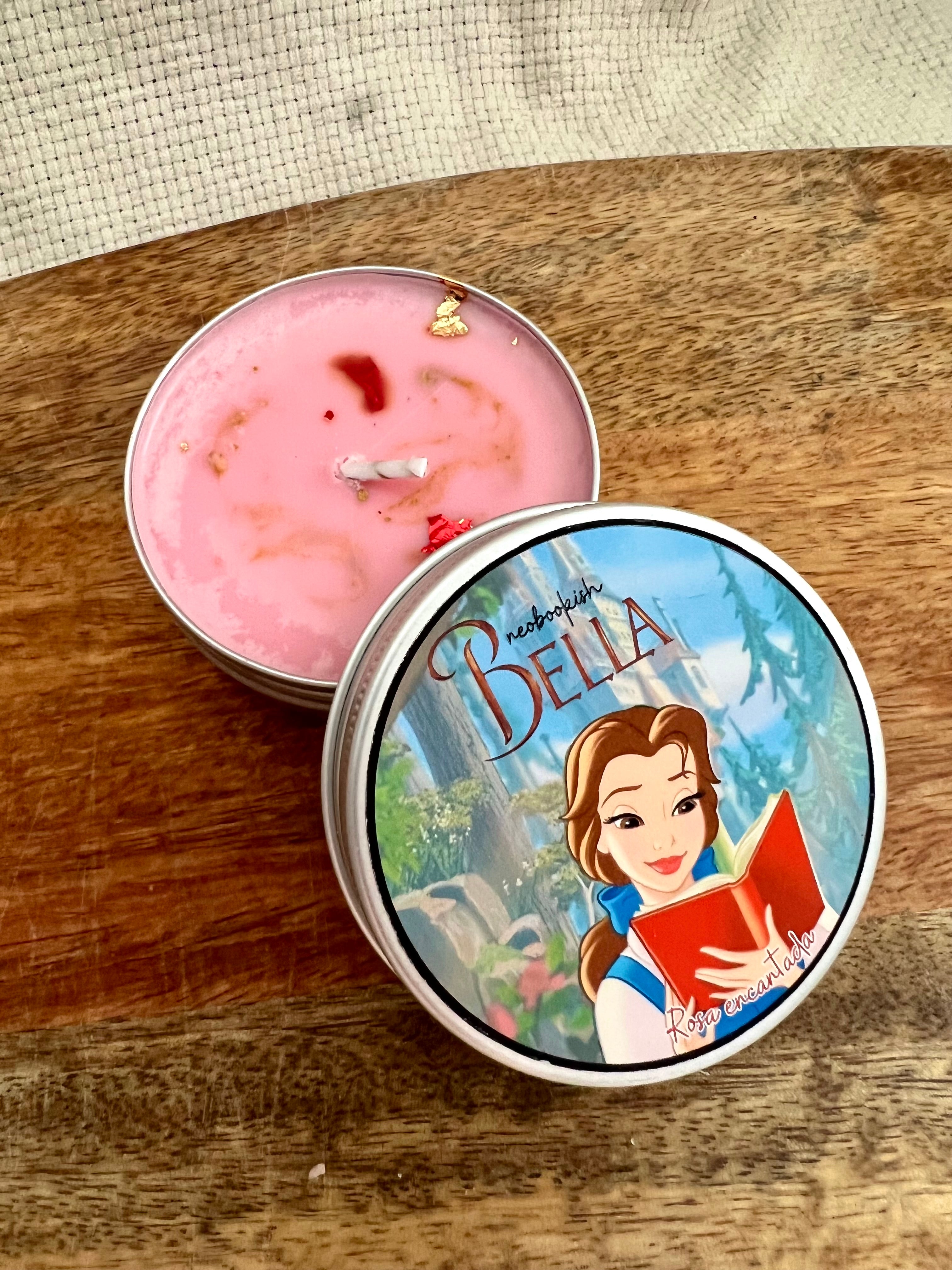 Vela en lata, rosa encantada.