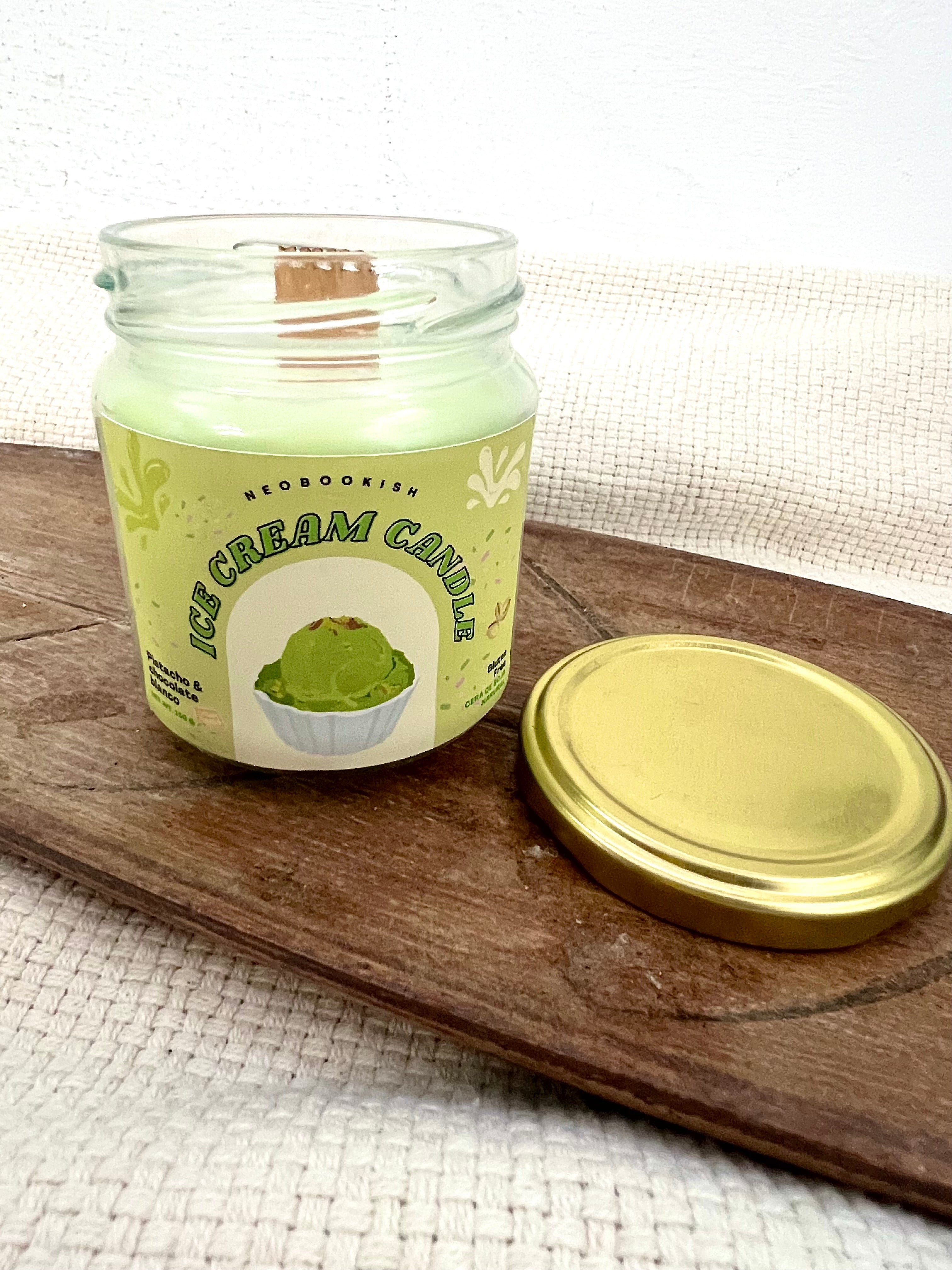 Vela aromática, pistacho y chocolate blanco